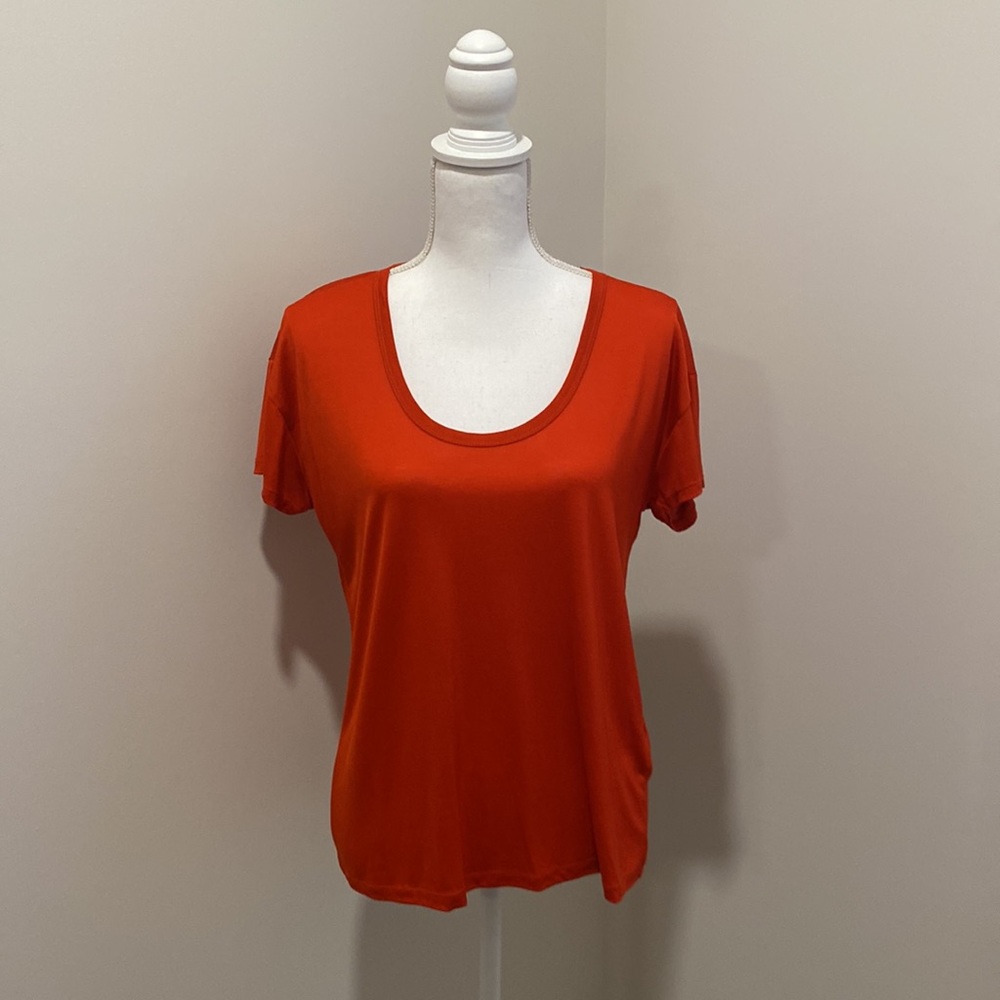 Women’s US Medium Orange Short Sleeve Scoop Neck Shirt by Burton of Lond…